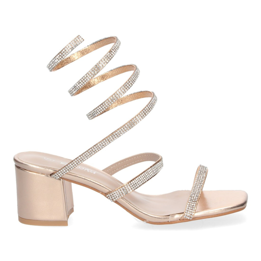 Sandalias Champán Tacón Elegantes Cómodas Fiesta Bodas