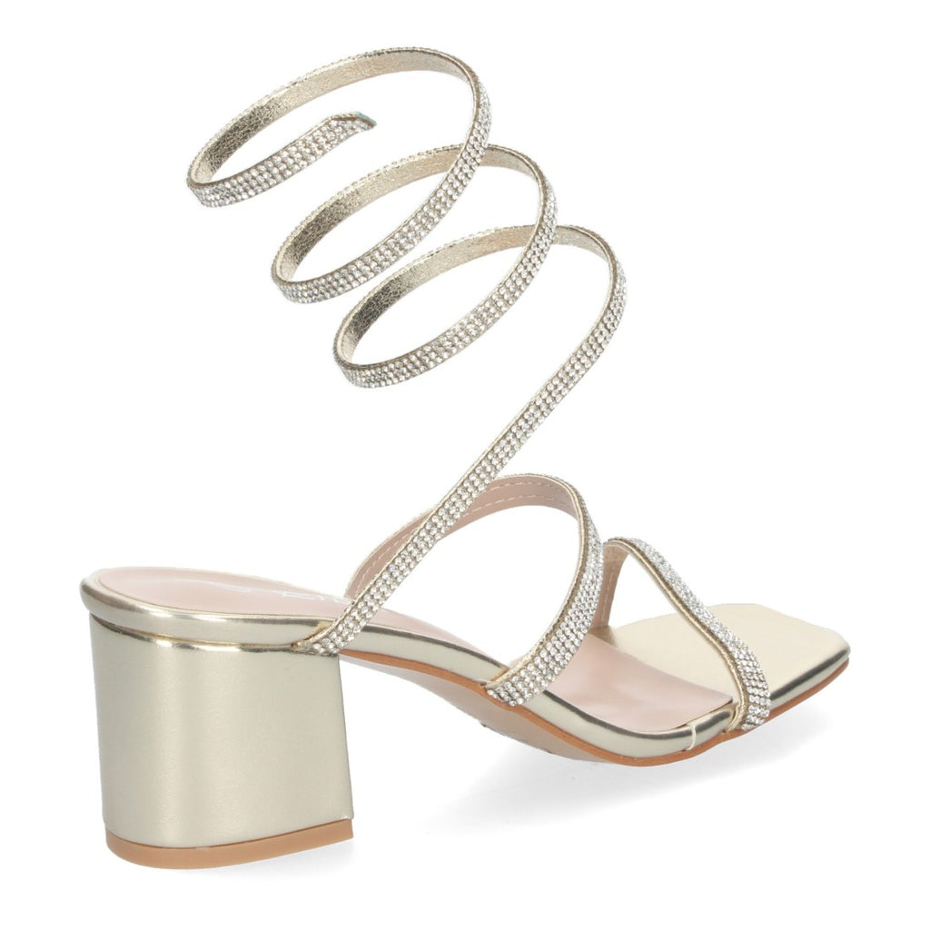 Sandalias Doradas Tacón Elegantes Cómodas Fiesta Bodas