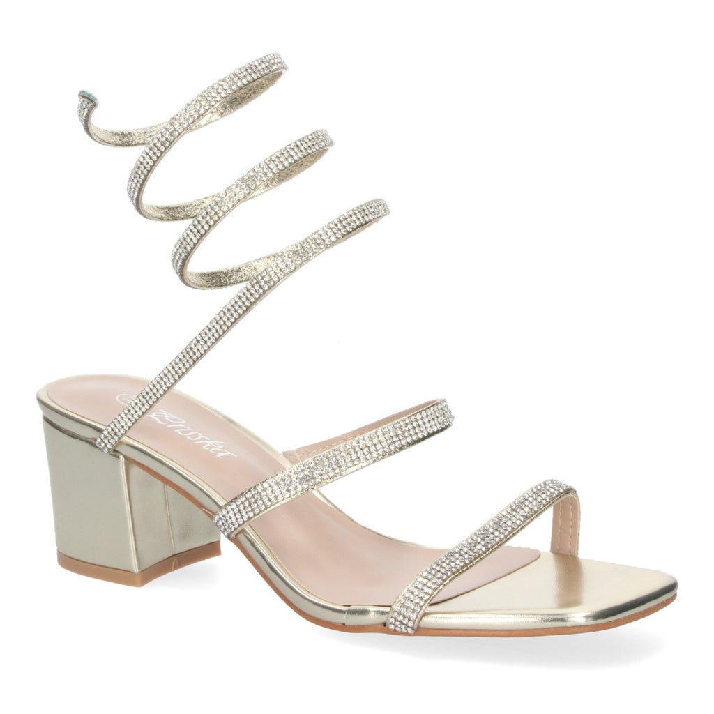 Sandalias Doradas Tacón Elegantes Cómodas Fiesta Bodas