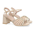 Sandalias Beige Tacón Tiras Anchas Empeine Hebilla Fiesta