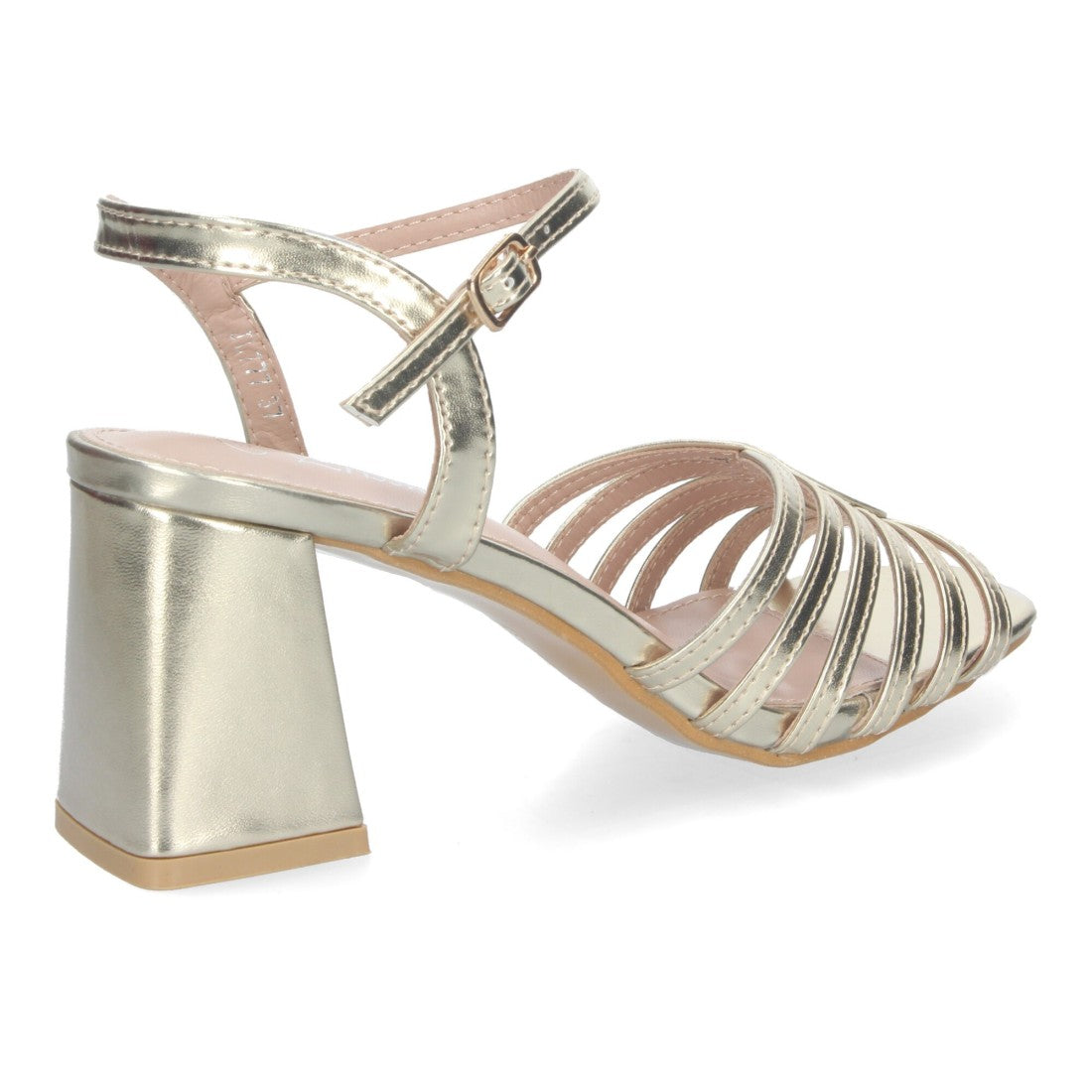 Sandalias Doradas Mujer Tacón Adorno Pala Hebilla Cómodas Eventos Fiesta