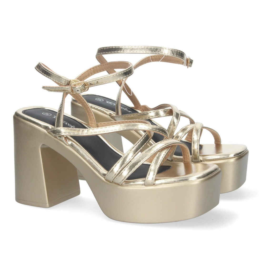 Sandalias Planas Oro Brillantes Mujer