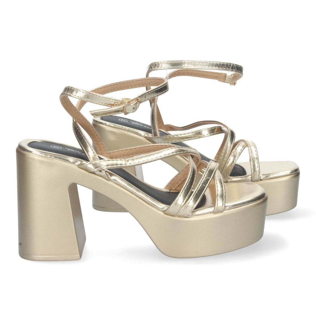 Sandalias Planas Oro Brillantes Mujer
