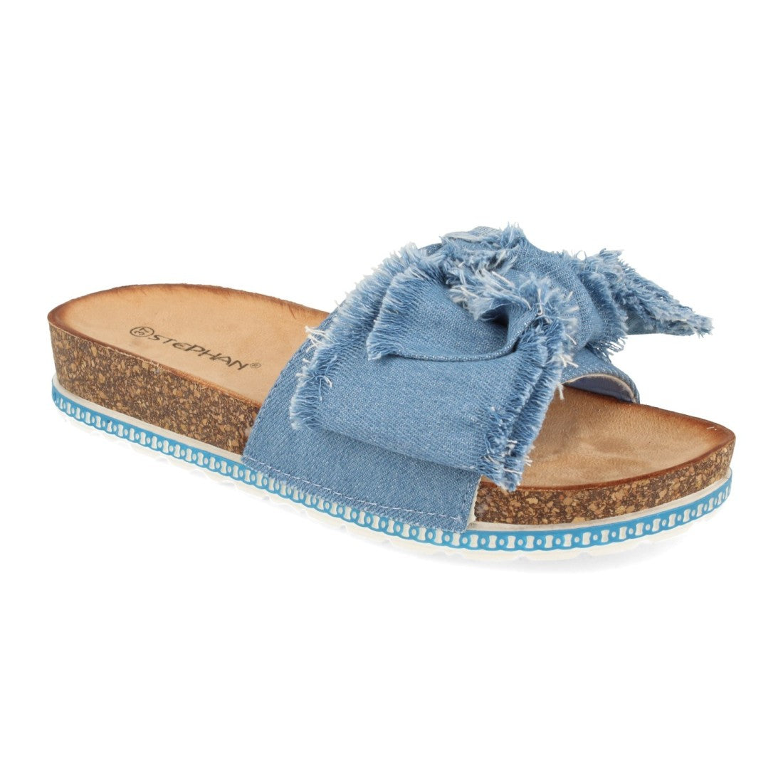 Sandalias Azules Mujer Planas Lazo Piso Bio Cómodas
