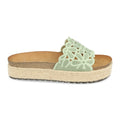 Sandalias Verdes Mujer Plataforma Flores Yute Bio