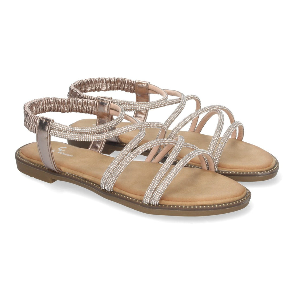 Sandalias Champán Mujer Elegantes Verano