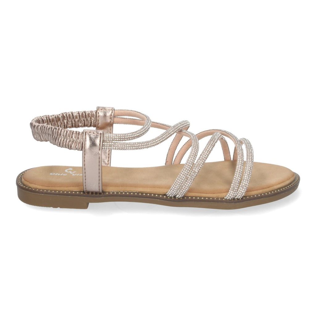 Sandalias Champán Mujer Elegantes Verano