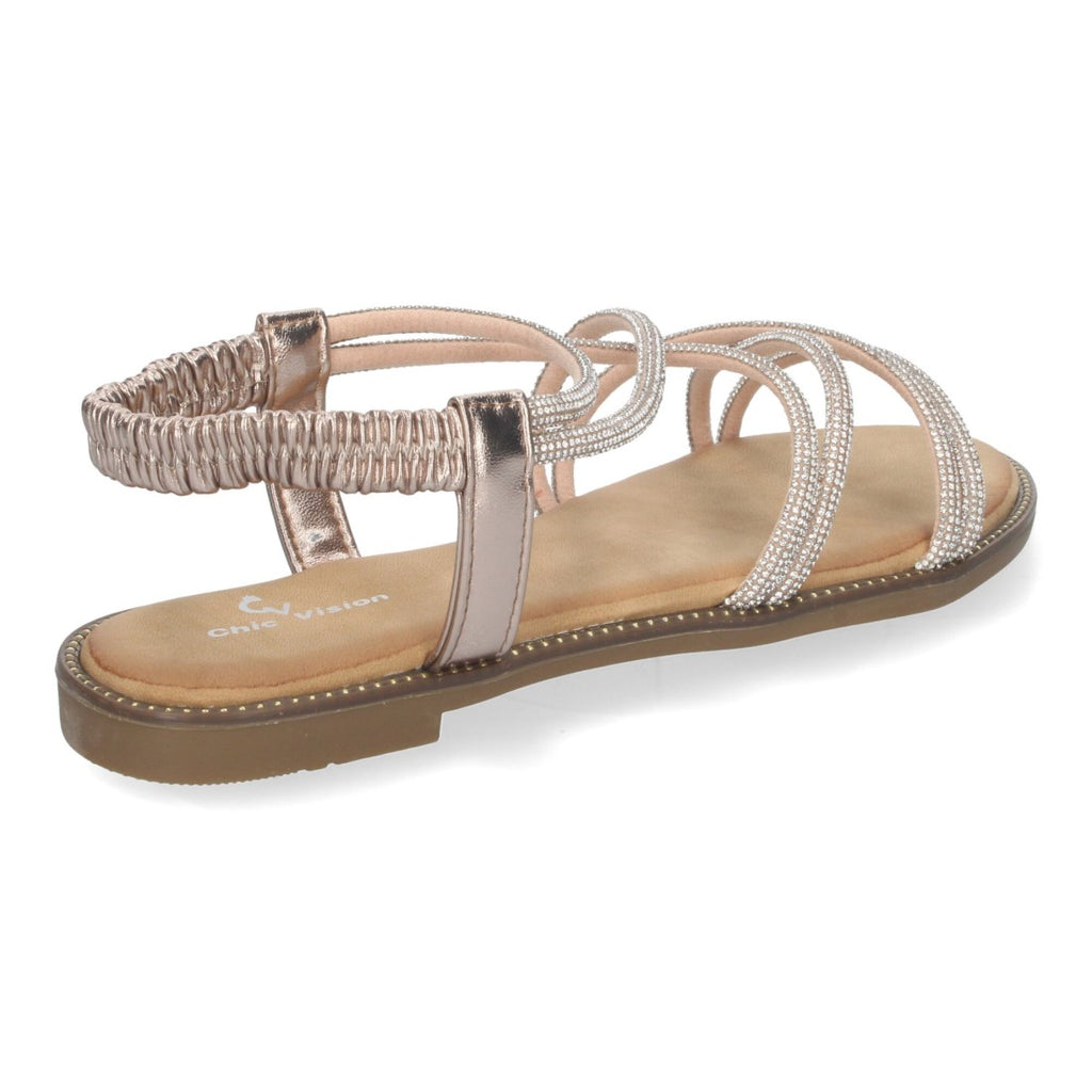 Sandalias Champán Mujer Elegantes Verano