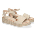 Sandalias Beige Mujer Cuña Yute Elegantes