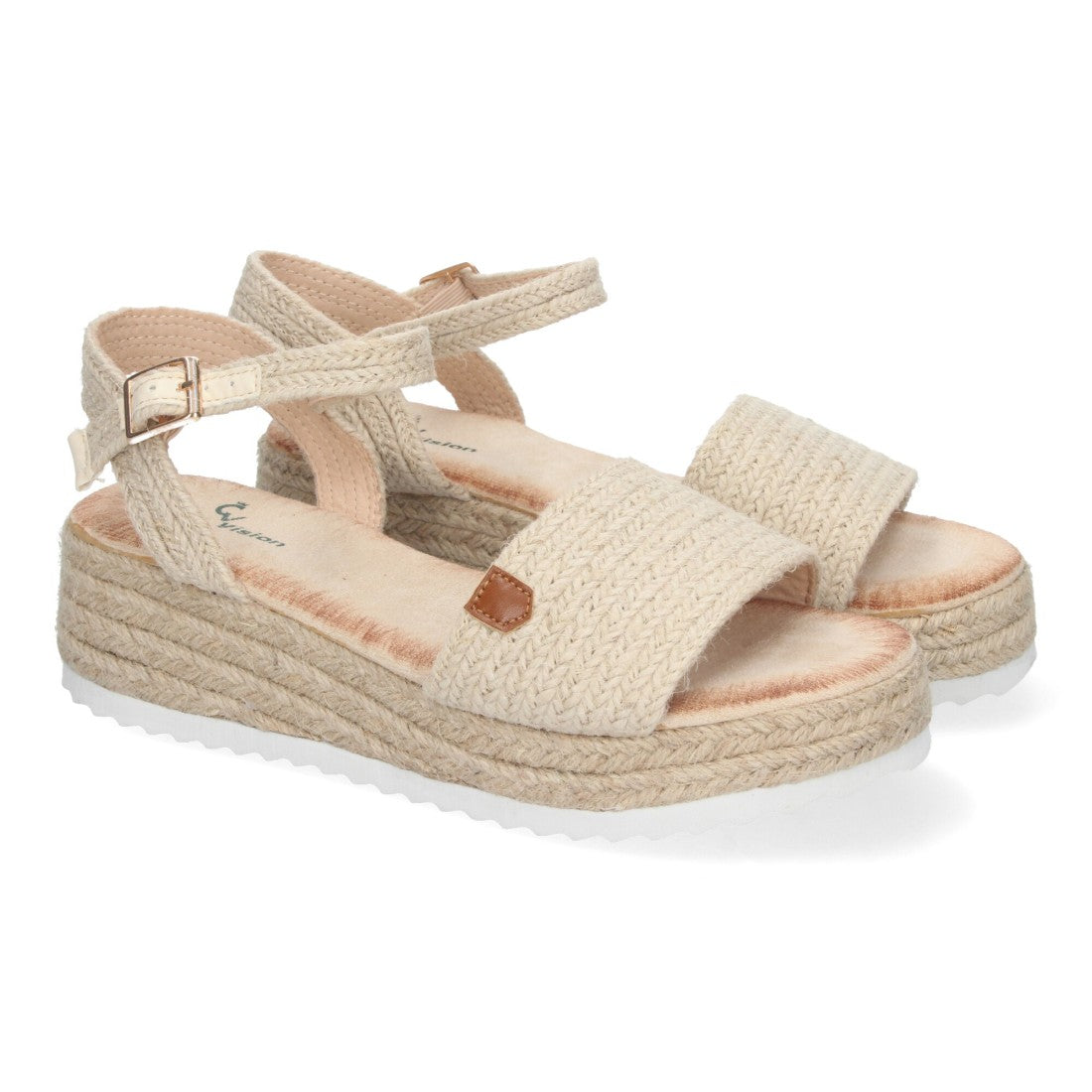 Sandalias Beige Mujer Cuña Yute Elegantes
