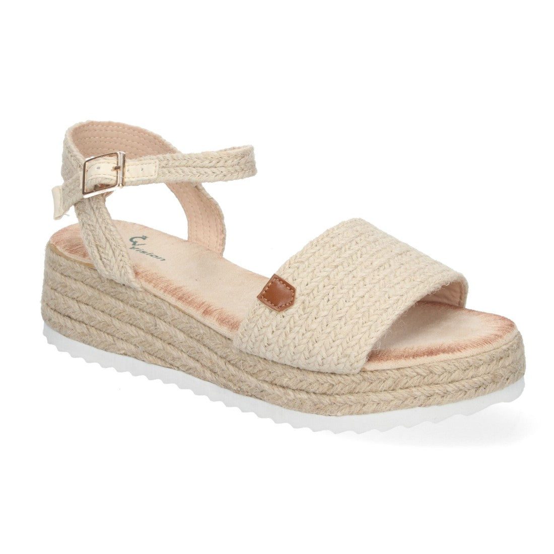 Sandalias Beige Mujer Cuña Yute Elegantes