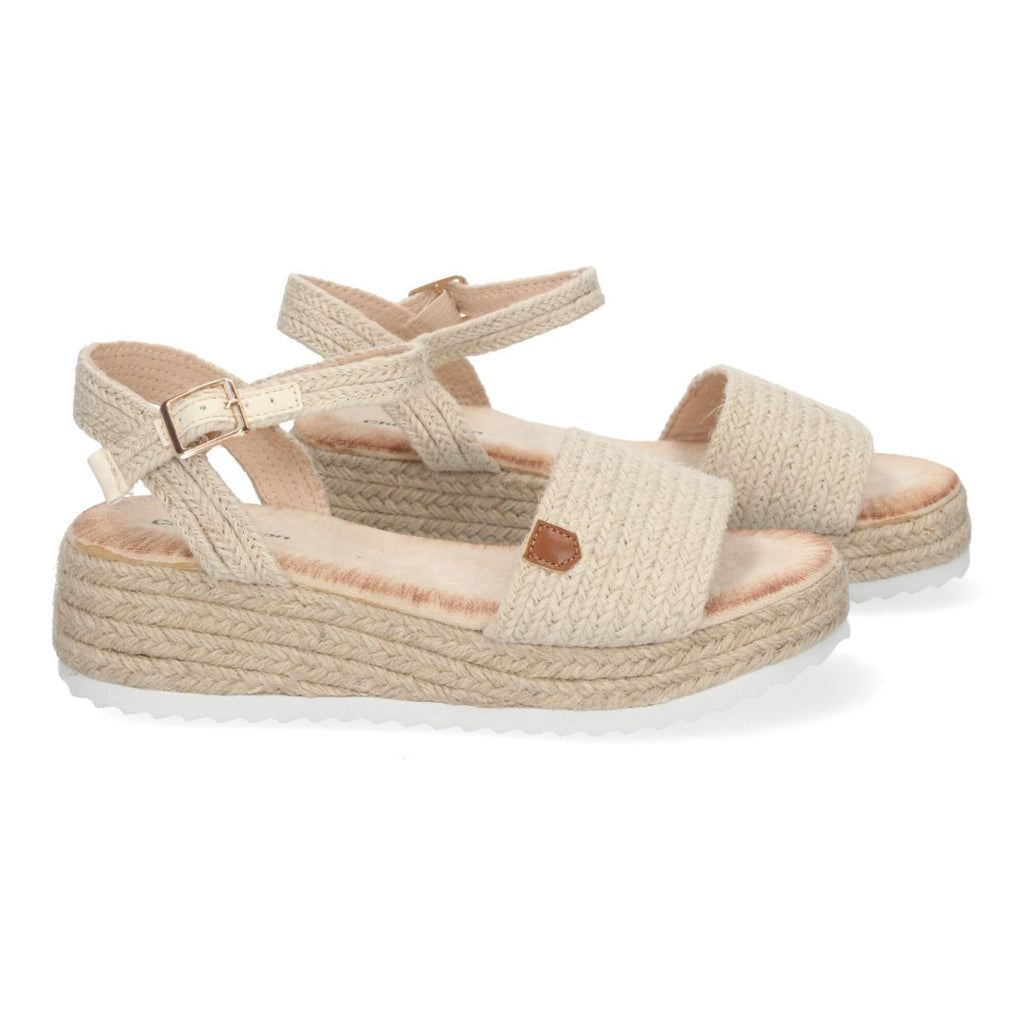 Sandalias Beige Mujer Cuña Yute Elegantes