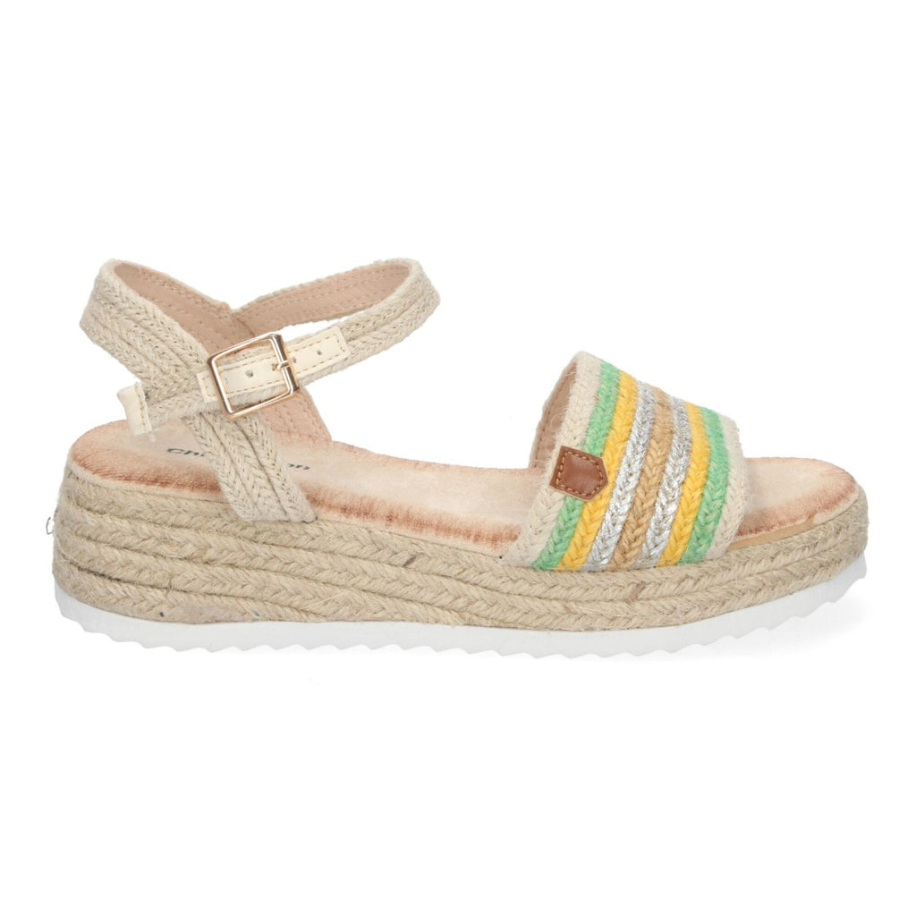 Sandalias Verdes Mujer Cuña Yute Elegantes