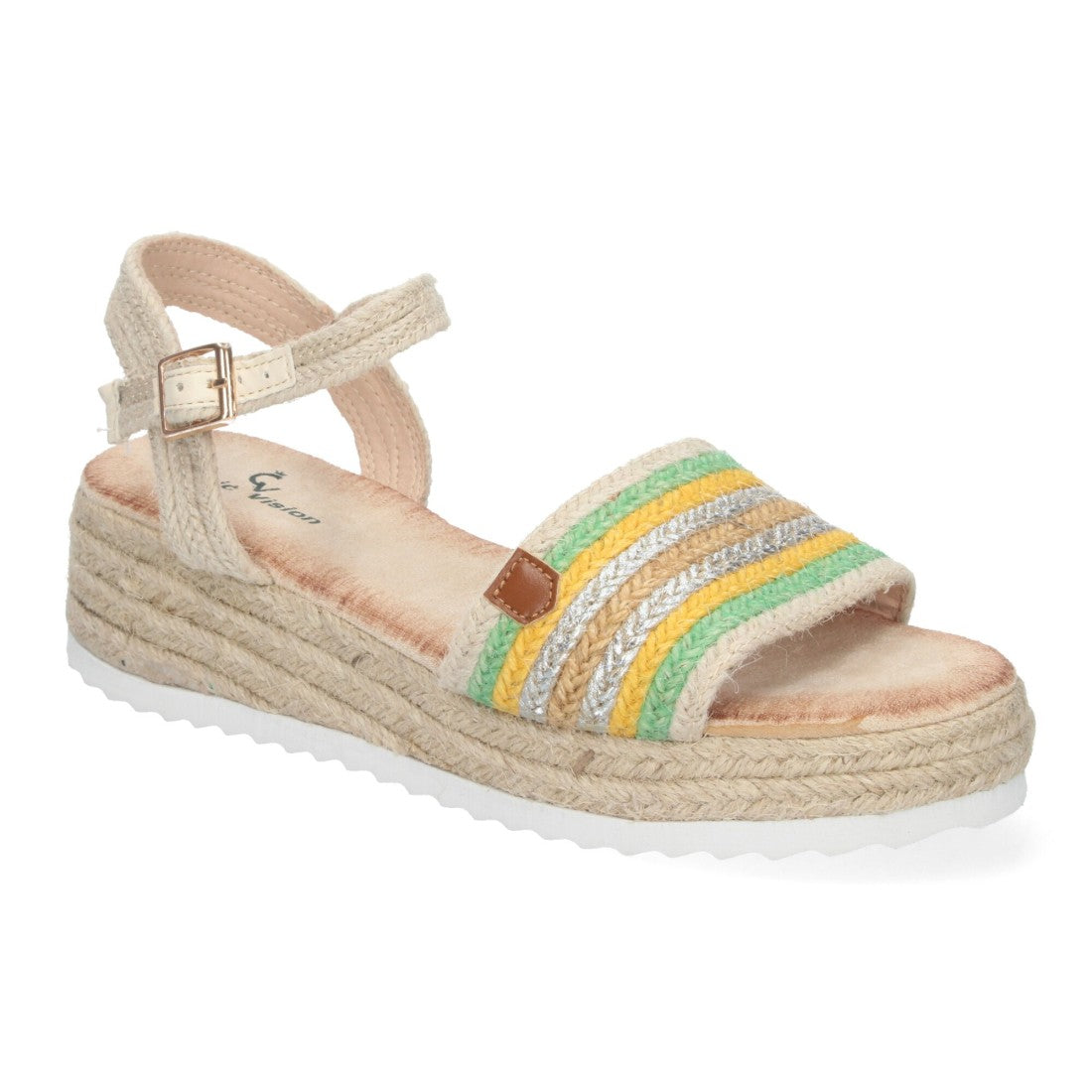 Sandalias Verdes Mujer Cuña Yute Elegantes