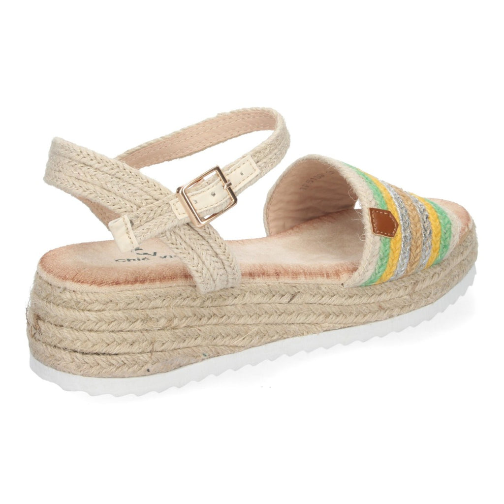 Sandalias Verdes Mujer Cuña Yute Elegantes