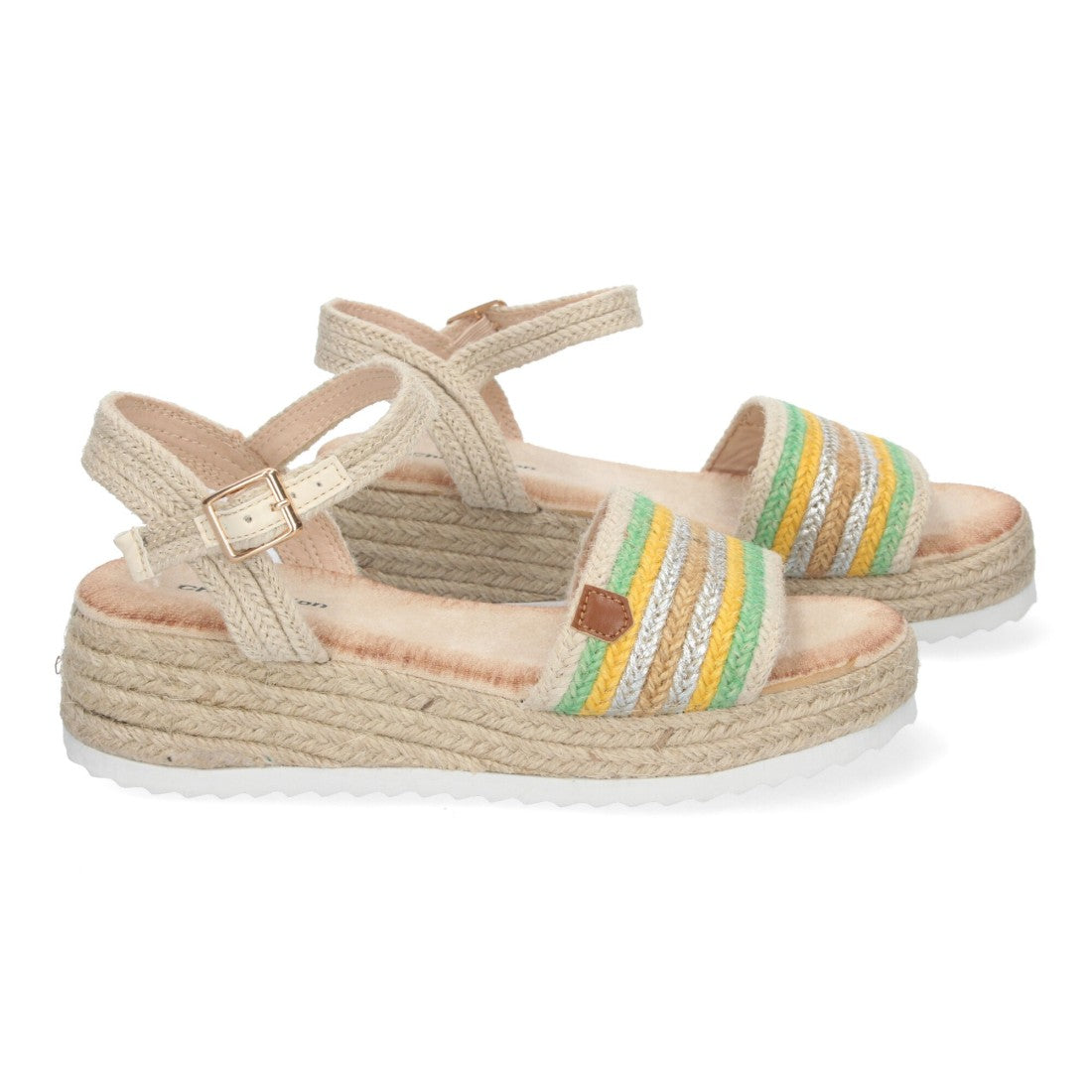 Sandalias Verdes Mujer Cuña Yute Elegantes