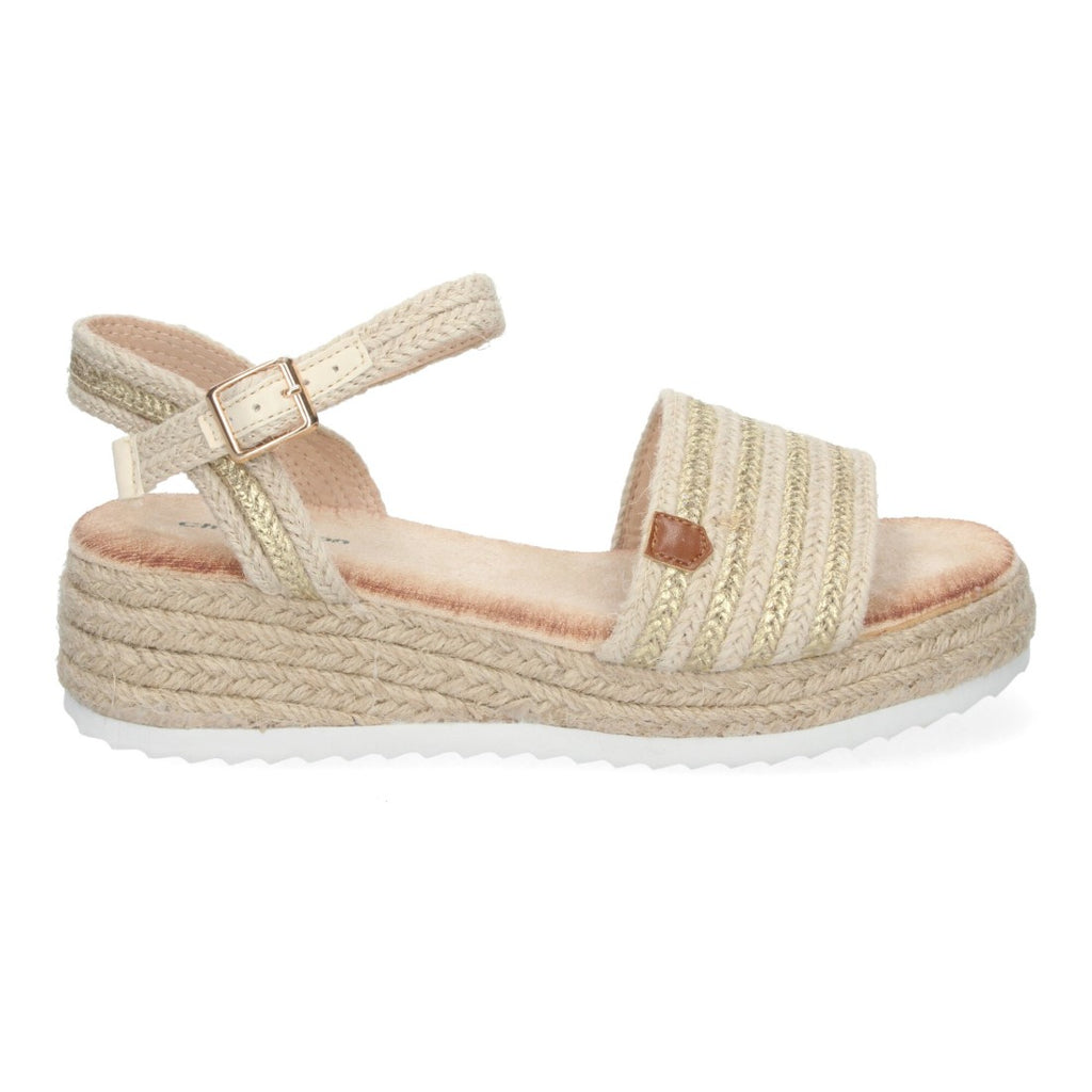 Sandalias Doradas Mujer Cuña Yute Elegantes