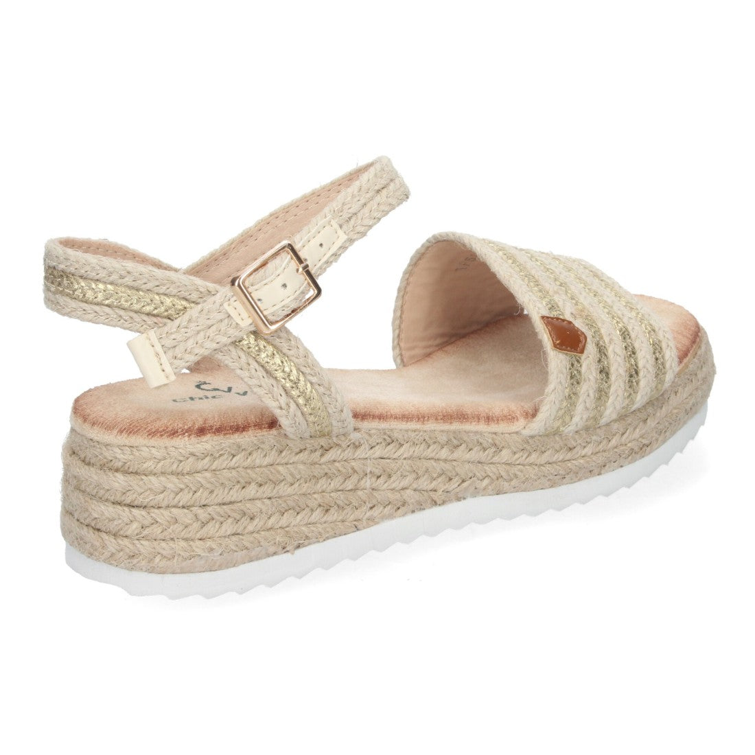 Sandalias Doradas Mujer Cuña Yute Elegantes