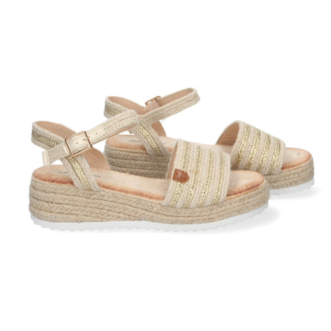 Sandalias Doradas Mujer Cuña Yute Elegantes