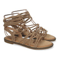 Sandalias Kaki Mujer Planas Trenzadas Cordones Tobillo Elegantes