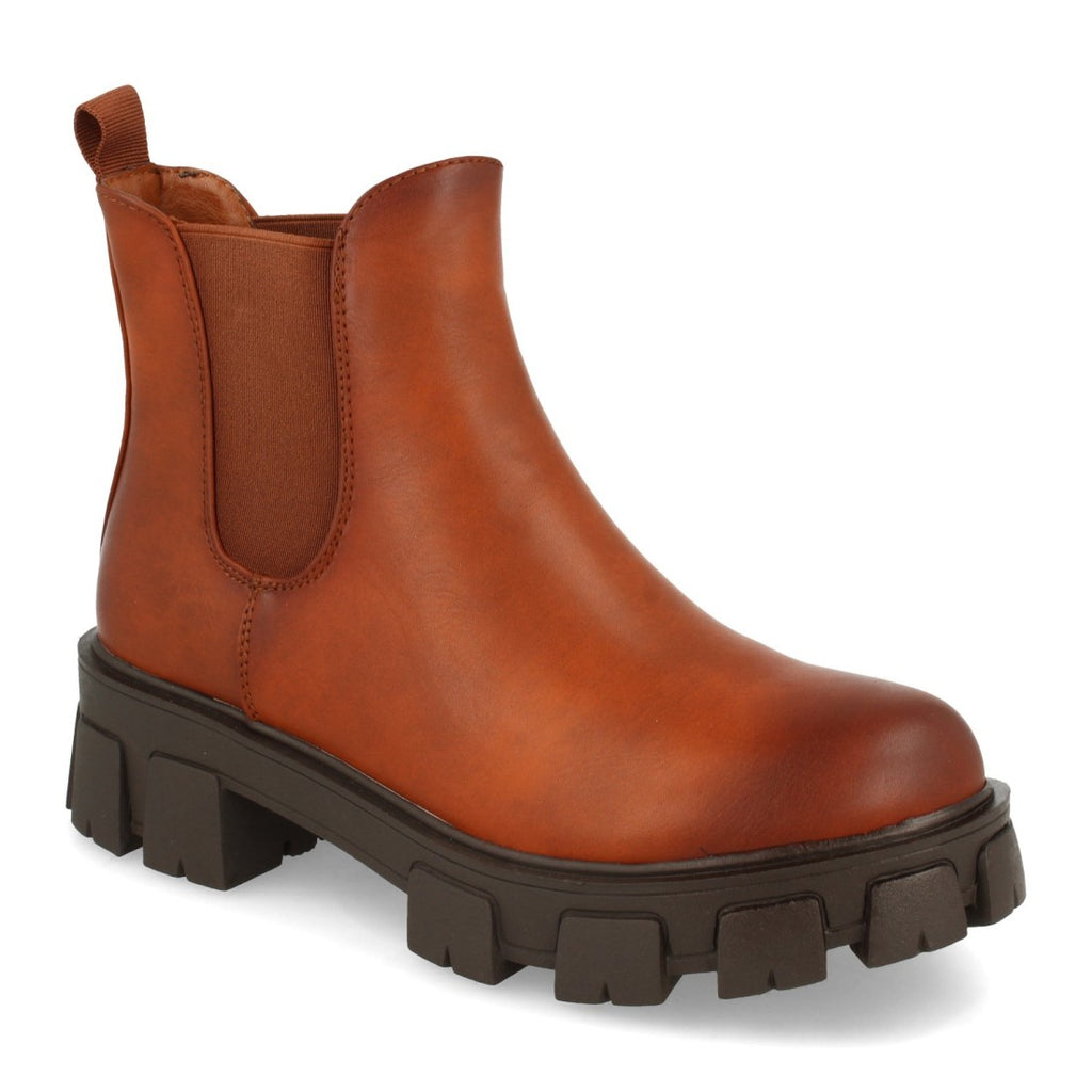 Botines Elegantes Camel con Detalles Distintivos