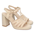 Sandalias Beige Tacón Nude Elegantes Cómodas Fiesta Bodas