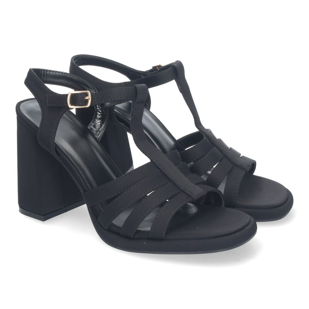 Sandalias Negras Tacón Nude Elegantes Cómodas Fiesta Bodas