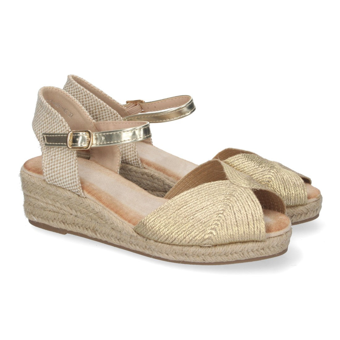 Sandalias Doradas Mujer Cuña Puntera Abierta Elegantes Versátiles