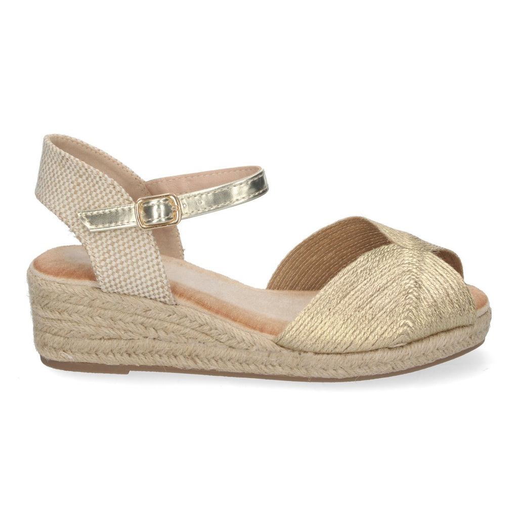 Sandalias Doradas Mujer Cuña Puntera Abierta Elegantes Versátiles