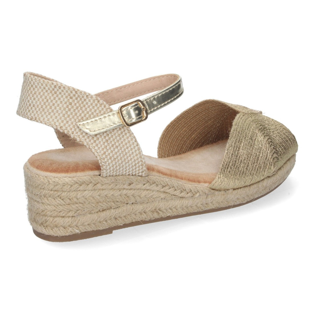 Sandalias Doradas Mujer Cuña Puntera Abierta Elegantes Versátiles