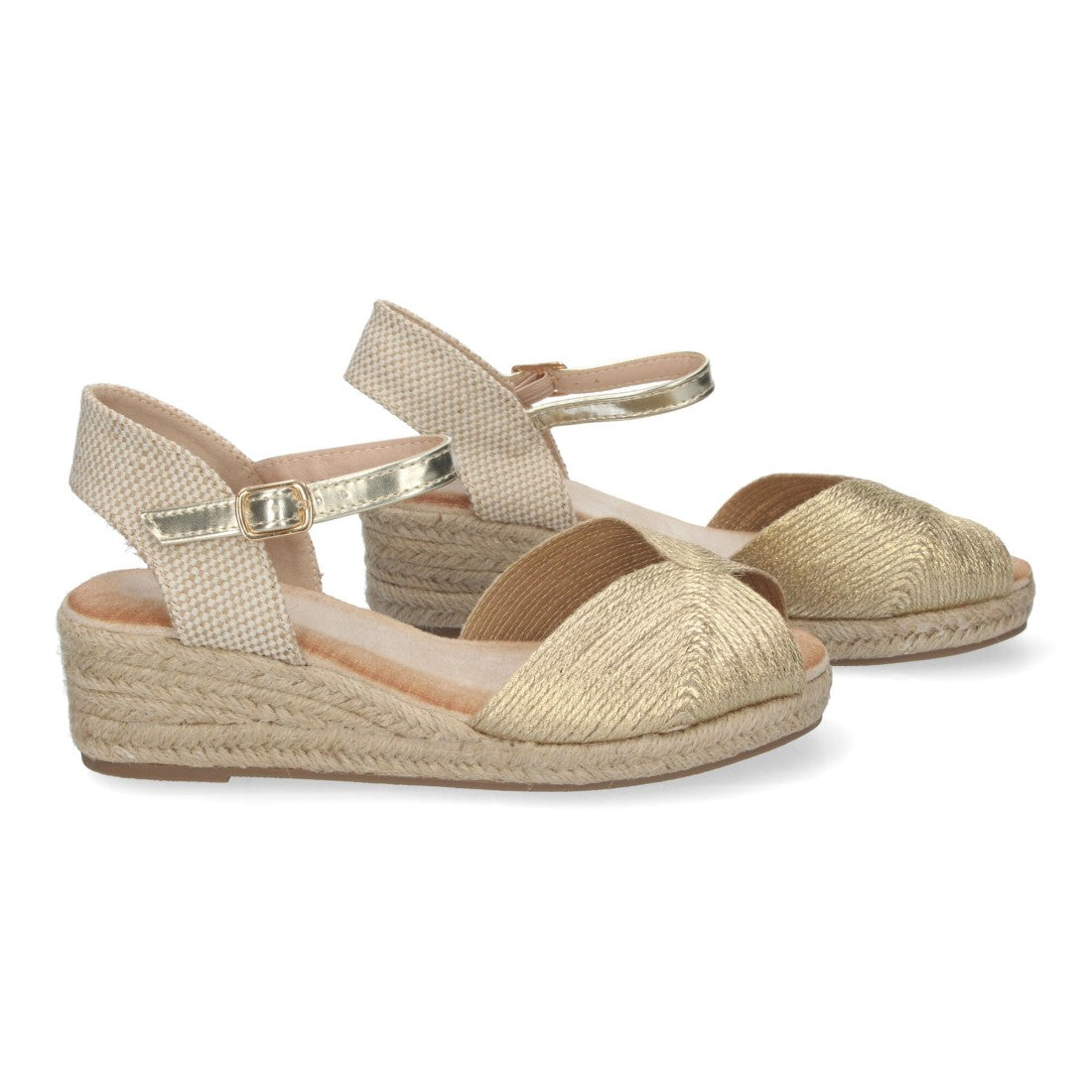 Sandalias Doradas Mujer Cuña Puntera Abierta Elegantes Versátiles