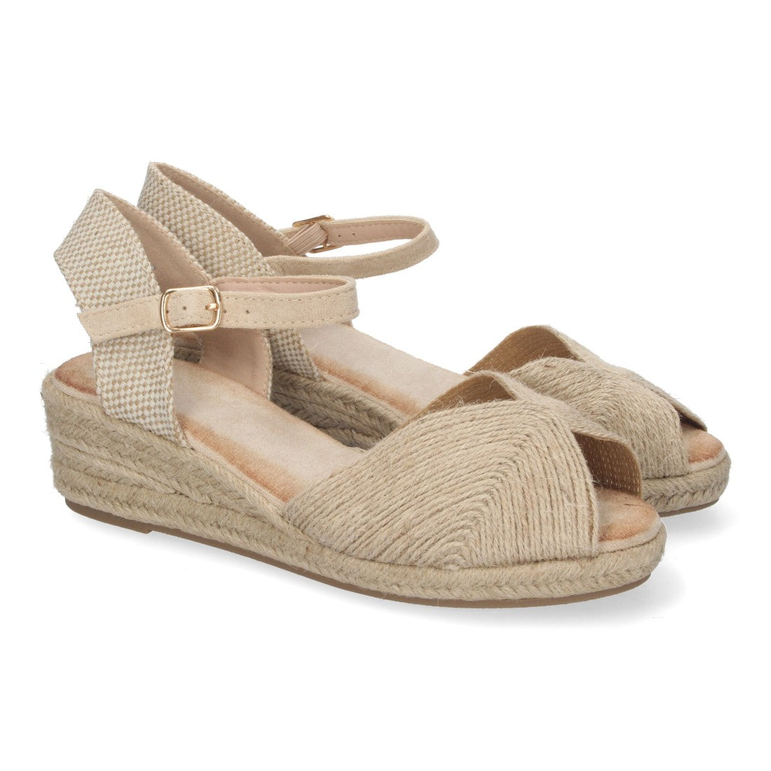 Sandalias Beige Mujer Cuña Puntera Abierta Elegantes Versátiles