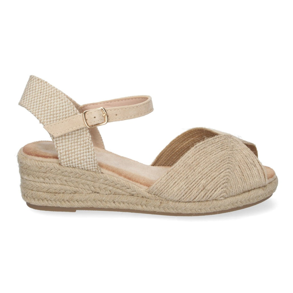 Sandalias Beige Mujer Cuña Puntera Abierta Elegantes Versátiles
