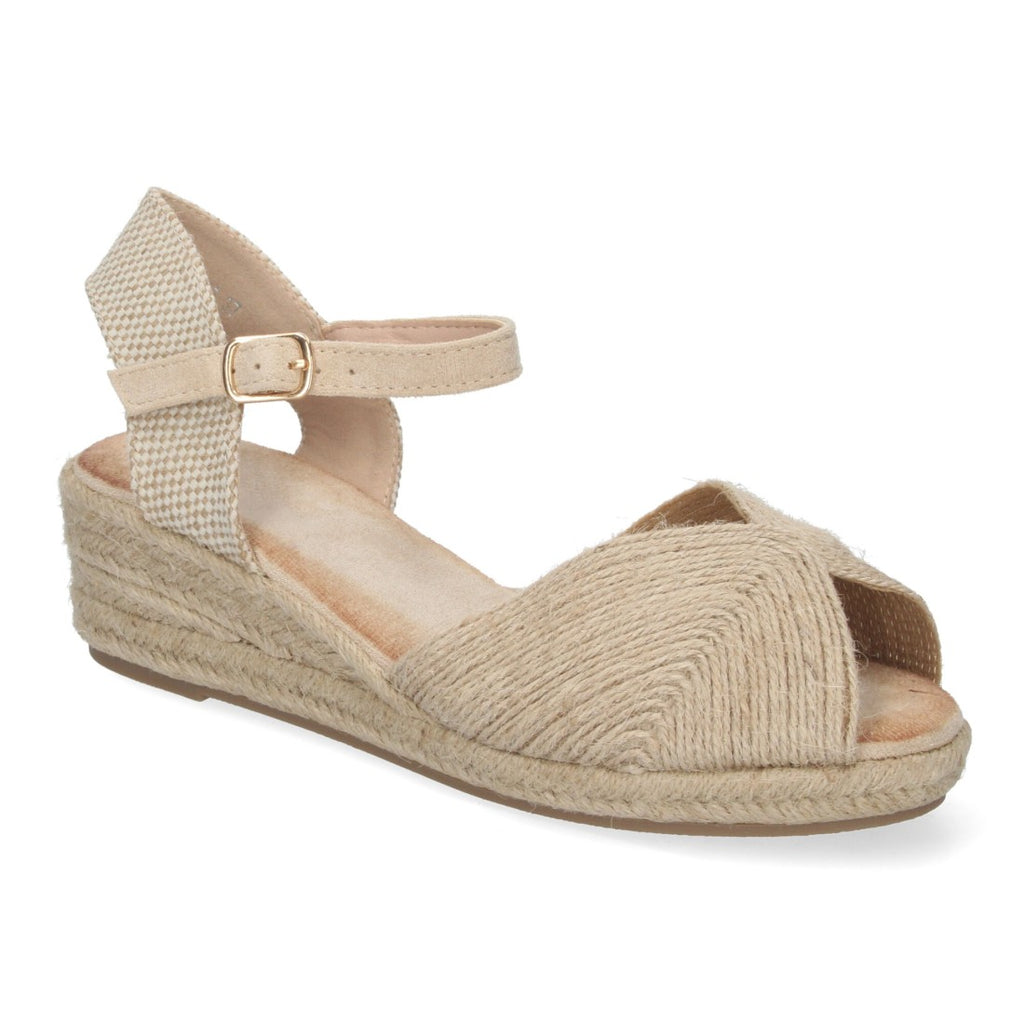 Sandalias Beige Mujer Cuña Puntera Abierta Elegantes Versátiles