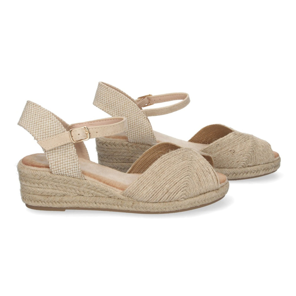 Sandalias Beige Mujer Cuña Puntera Abierta Elegantes Versátiles