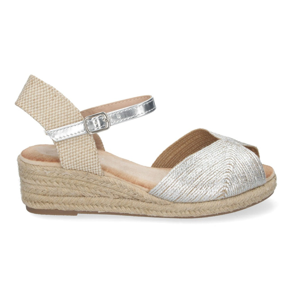 Sandalias Plateadas Mujer Cuña Puntera Abierta Elegantes Versátiles