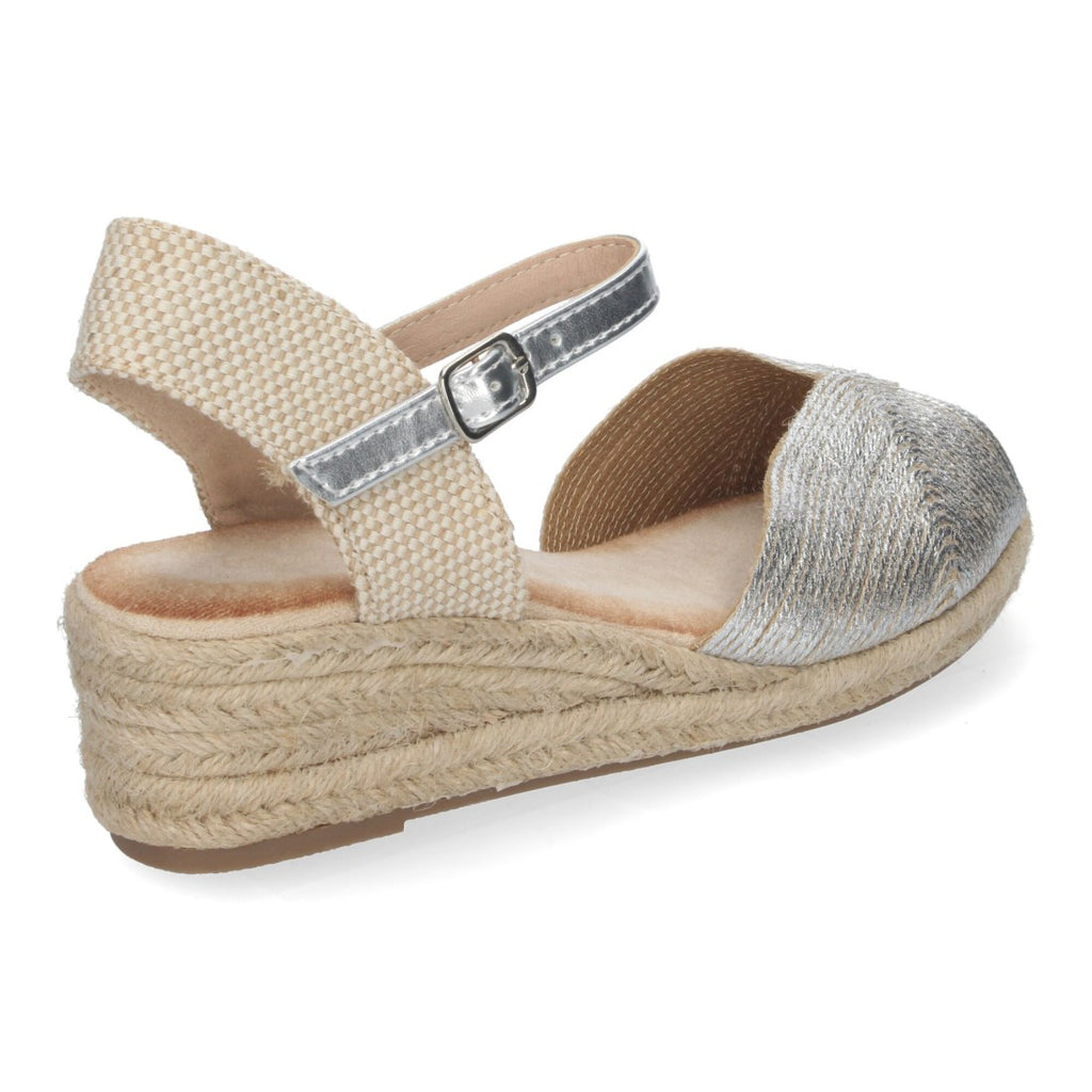 Sandalias Plateadas Mujer Cuña Puntera Abierta Elegantes Versátiles
