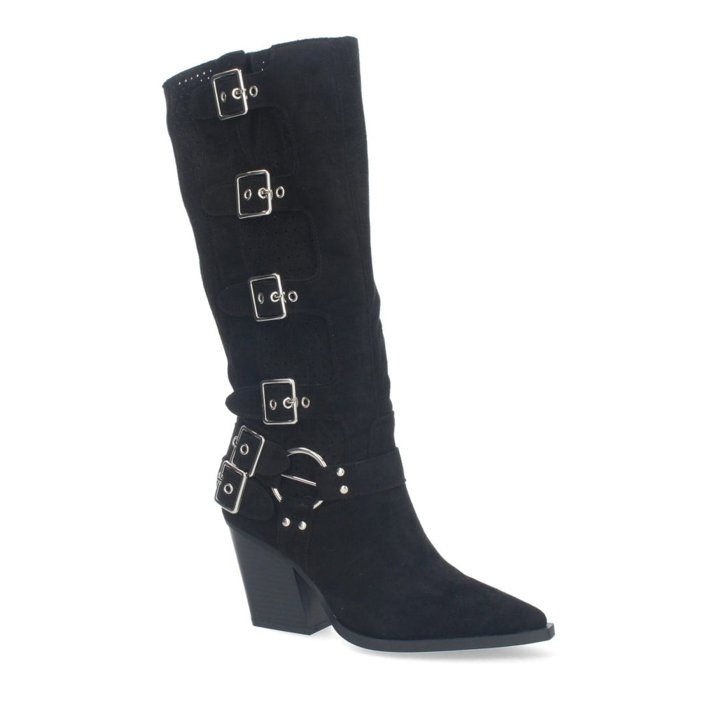 Botas Negras Elegantes con Tacón y Caña Calada