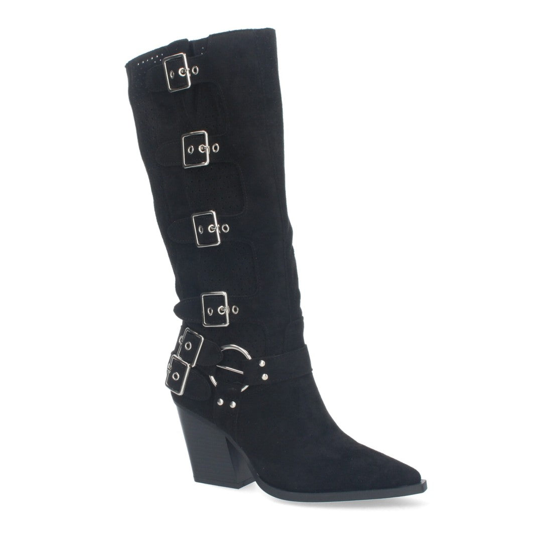 Botas Negras Elegantes con Tacón y Caña Calada