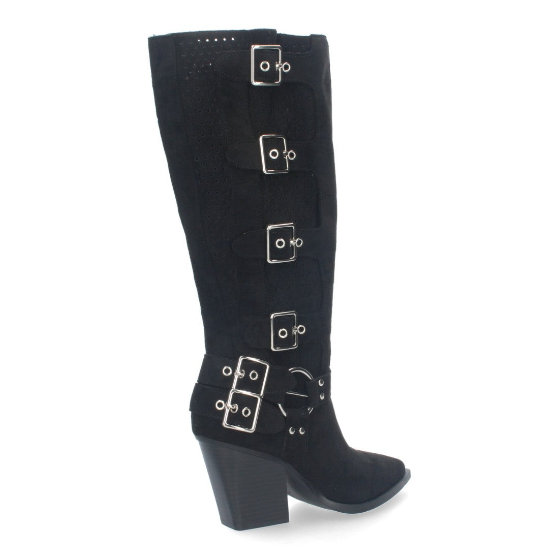 Botas Negras Elegantes con Tacón y Caña Calada