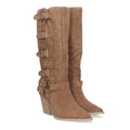 Botas Camel Elegantes con Tacón y Caña Calada