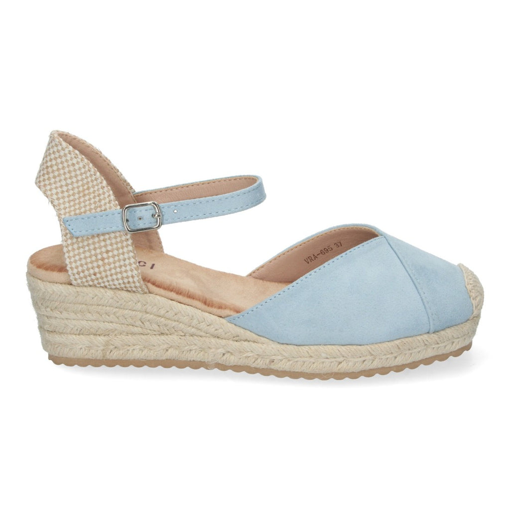 Sandalias Celeste Mujer Cuña Yute Cómodas Elegantes