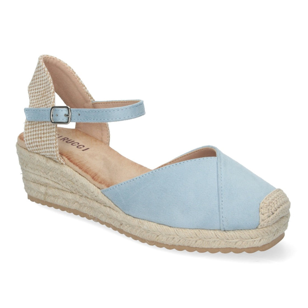Sandalias Celeste Mujer Cuña Yute Cómodas Elegantes