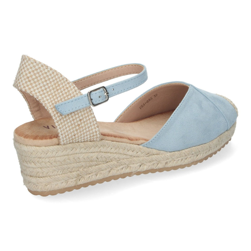 Sandalias Celeste Mujer Cuña Yute Cómodas Elegantes