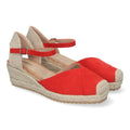 Sandalias Rojas Mujer Cuña Yute Cómodas Elegantes