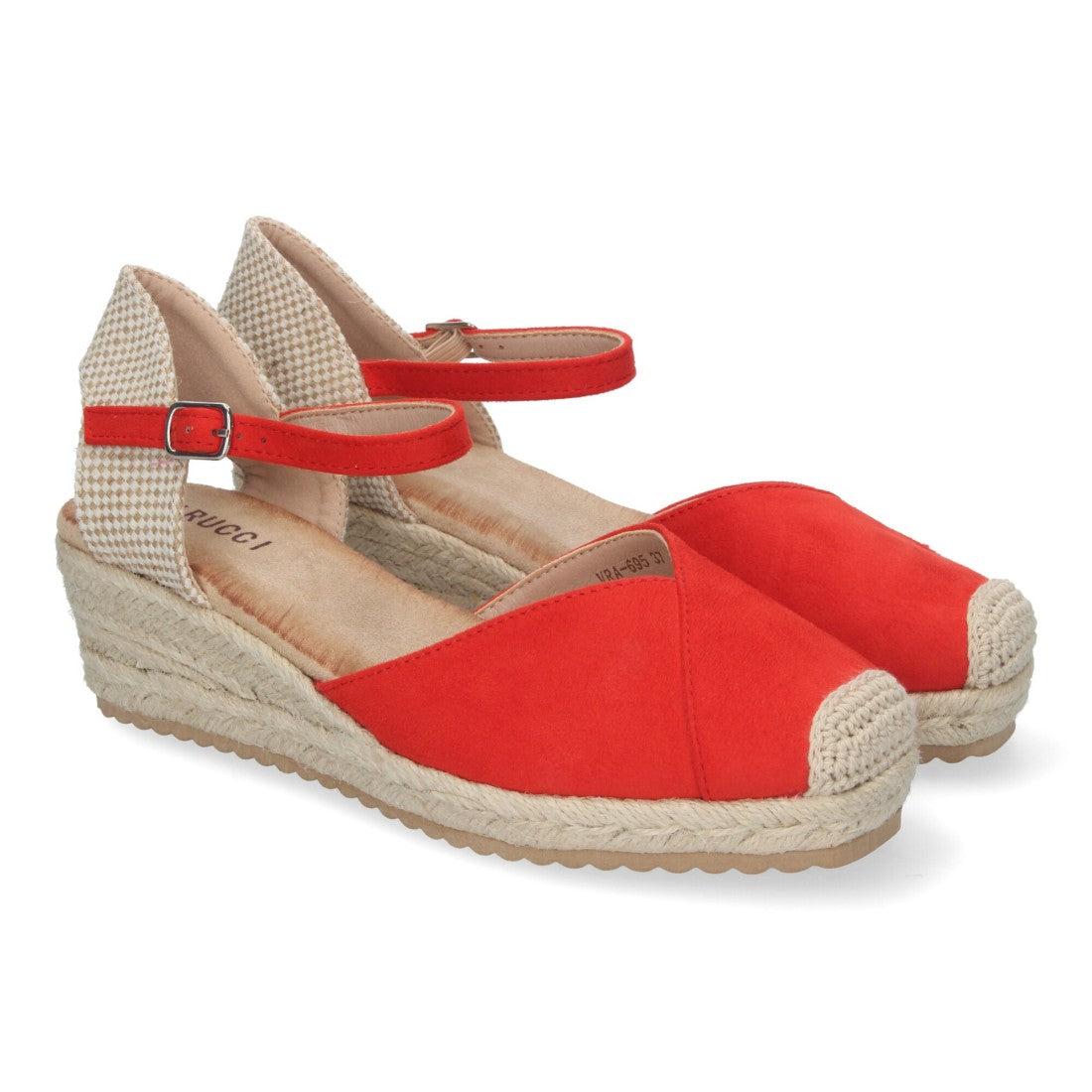 Sandalias Rojas Mujer Cuña Yute Cómodas Elegantes