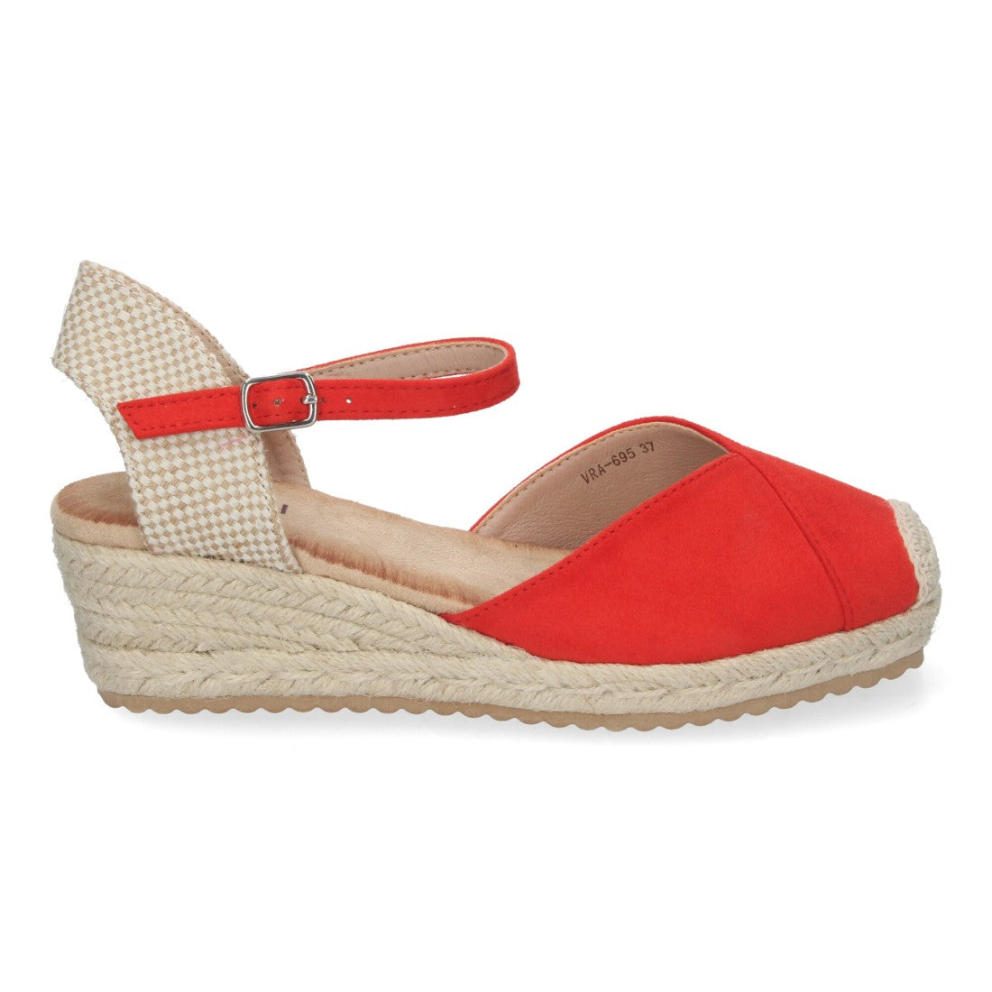 Sandalias Rojas Mujer Cuña Yute Cómodas Elegantes