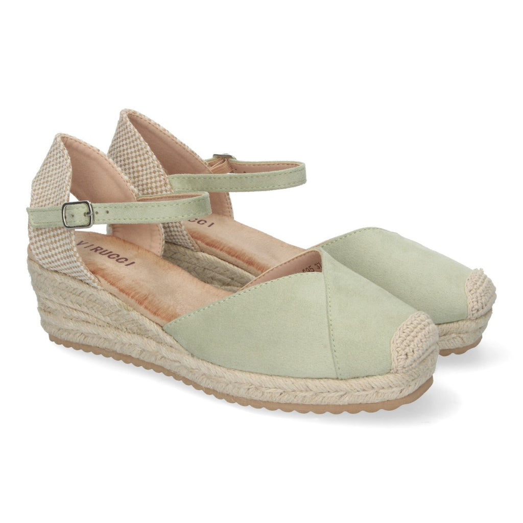 Sandalias Verdes Mujer Cuña Yute Cómodas Elegantes