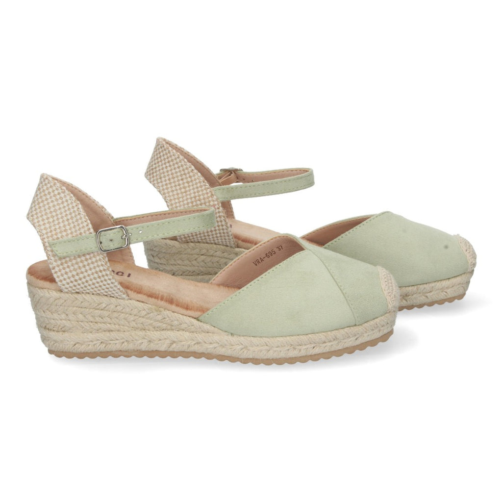 Sandalias Verdes Mujer Cuña Yute Cómodas Elegantes
