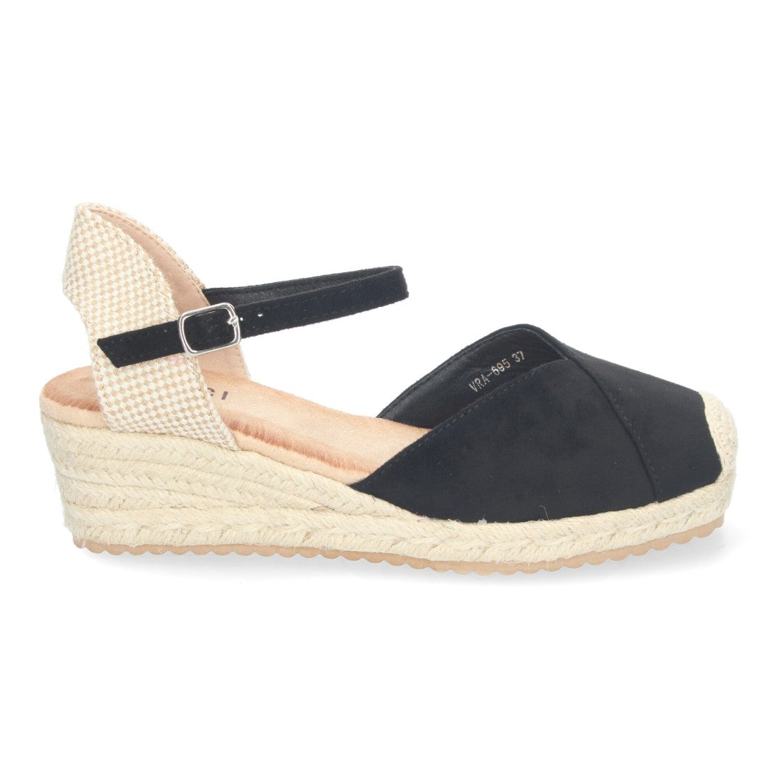 Sandalias Negras Mujer Cuña Yute Cómodas Elegantes